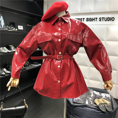 Új modell női bőrkabát övvel több színben