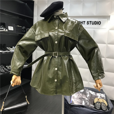 Új modell női bőrkabát övvel több színben