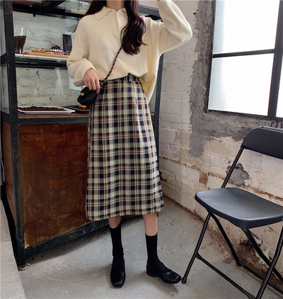 Γυναικεία Casual καρό Φούστα με ψηλή μέση