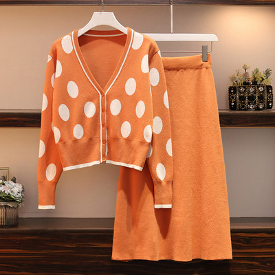 Kétrészes női szett fekete és narancs színben