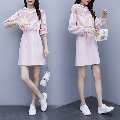 Rochie sport de dama cu gluga de culoare roz