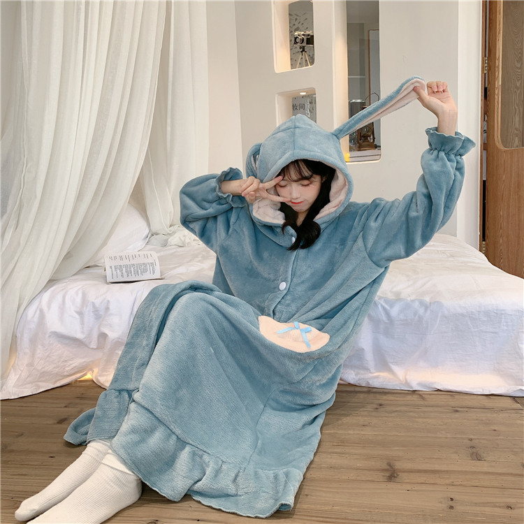 Női széles fürdőköpeny kapucnival, kék és rózsaszín színben