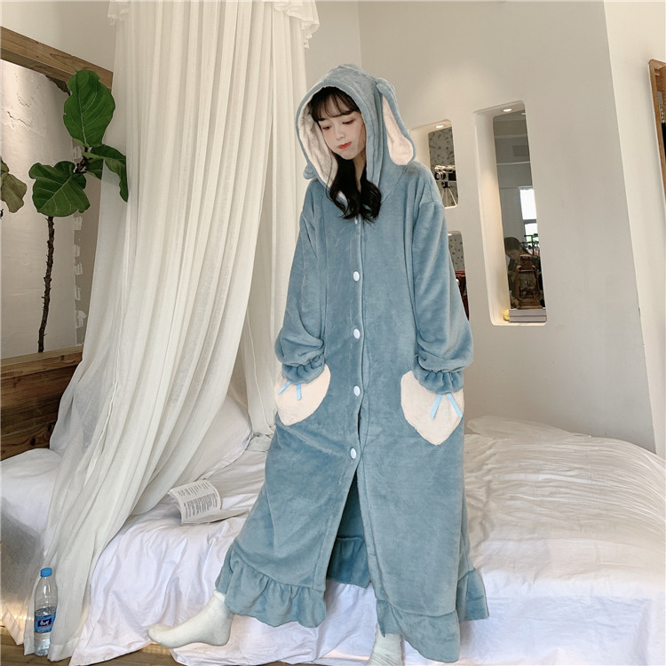 Női széles fürdőköpeny kapucnival, kék és rózsaszín színben