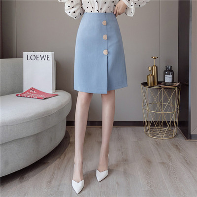 Új modell elegáns női szoknya kék és fekete gombokkal