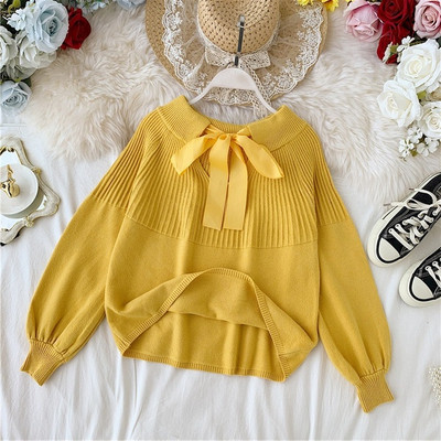 Γυναικείο πουλόβερ με δεσμούς σε τέσσερα χρώματα