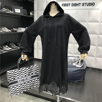 Rochie casual de dama cu gluga si dantela in trei culori