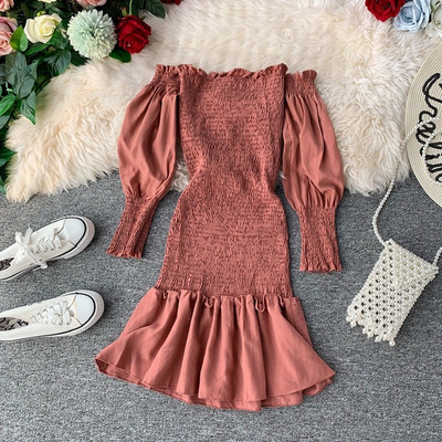 Elasztikus női ruha ejtett ujjakkal több színben