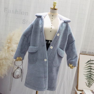 Дълго дамско меко палто с джобове в различни цветове