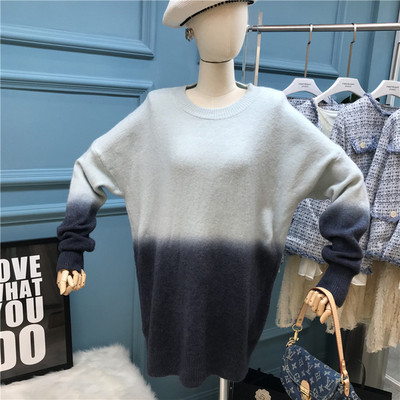 Modern női pulóver irizáló színekben, kék, zöld és narancs színben