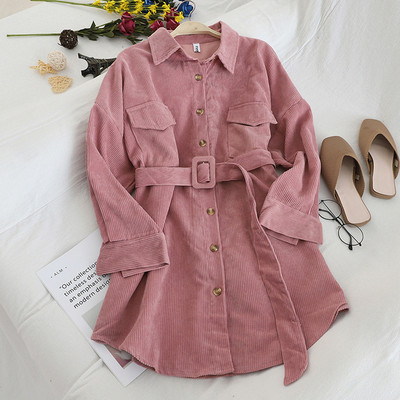 Geaca de dama de toamna cu curea in roz, albastru si bej