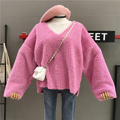 Γυναικείο ζαετό πουλόβερ με λαιμόκοψη σε διάφορα χρώματα