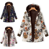 Casual γυναικείο μπουφάν με κουκούλα και floral μοτίβο σε διάφορα χρώματα