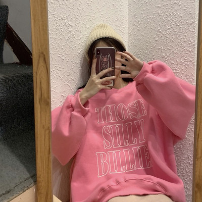 Bluza larga de dama in trei culori cu inscriptii si decolteu oval