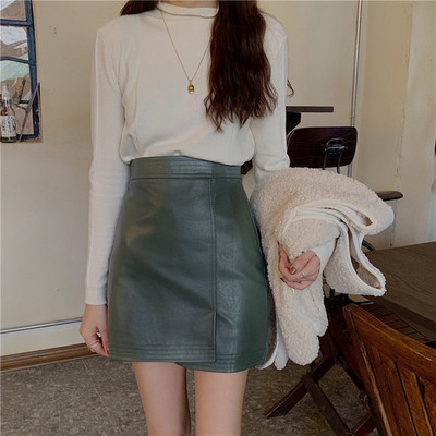 Fusta scurta de dama actuala in doua culori de piele ecologica