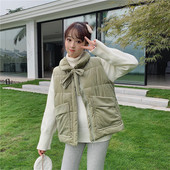 Vesta de dama moderna in trei culori cu buzunare si guler inalt