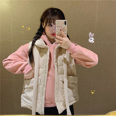 Vesta de dama moderna in trei culori cu buzunare si guler inalt