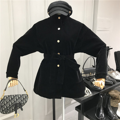 Aktuális női bársony kabát övvel több színben