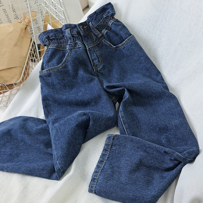 Μοντέρνα γυναικεία τζιν με υψηλή και ελαστική μέση σε μπλε χρώμα