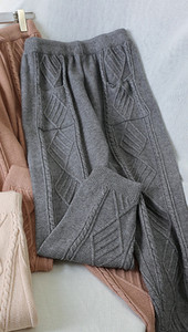 Плетен дамски панталон с еластична талия в няколко цвята