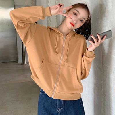 Hanorac scurt casual de dama in mai multe culori cu fermoar