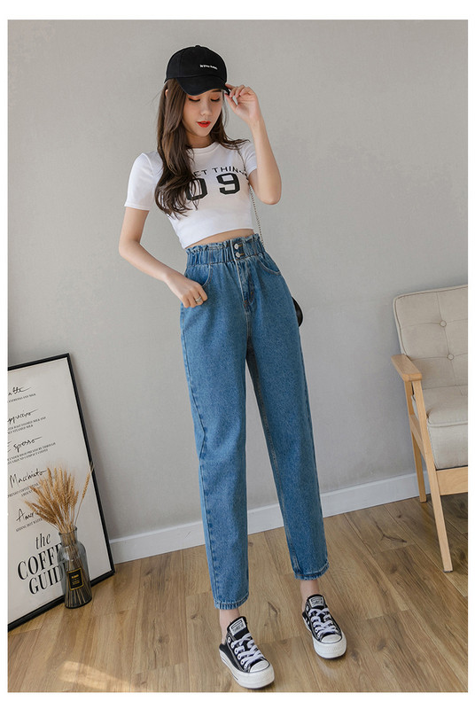 Blugi de dama actuali model drept cu talie inalta