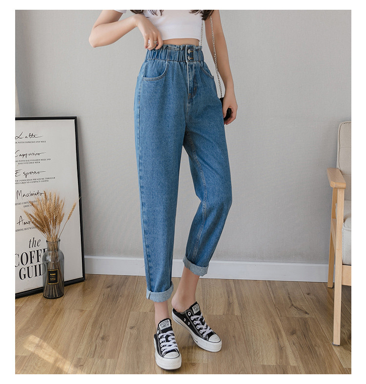 Blugi de dama actuali model drept cu talie inalta