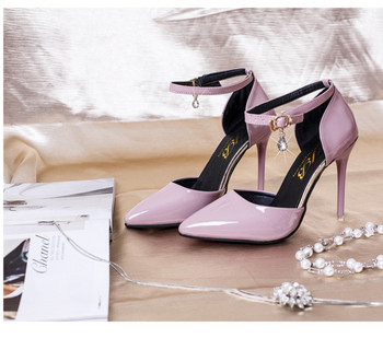 Много красиви дамски обувки с висок ток в три цвята