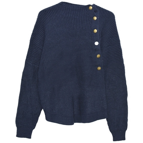 Ευρύ πλεκτό πουλόβερ κυρίες με κουμπιά σε διάφορα χρώματα