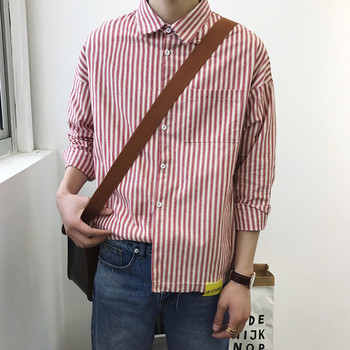 Σπορ-κομψό αρσενικό μακρύ πουκάμισο, ριγέ σε τρία χρώματα