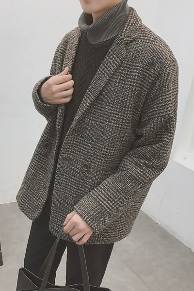 Μπουφάν ανδρικό μάλλινο σε καφέ χρώμα