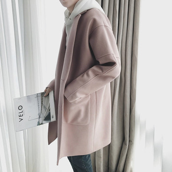 Стилно мъжко зимно дълго палто с V-образно деколте в два цвята