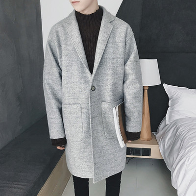 Κομψό ανδρικό παλτό για το χειμώνα με ντεκολτέ σε σχήμα V σε δύο χρώματα