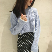 Стилен пуловер за дамите в три цвята с О-образна яка