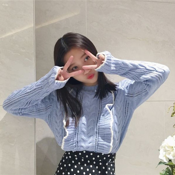 Стилен пуловер за дамите в три цвята с О-образна яка