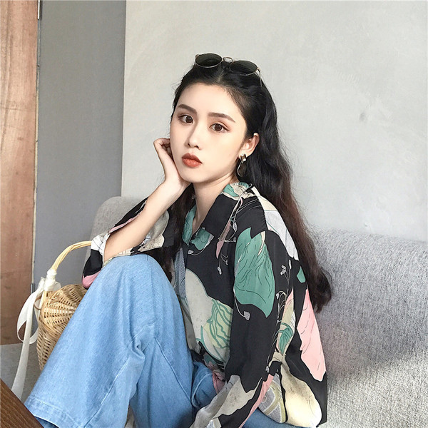 Κυρίες floral πουκάμισο σε δύο αποχρώσεις