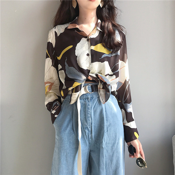 Κυρίες floral πουκάμισο σε δύο αποχρώσεις