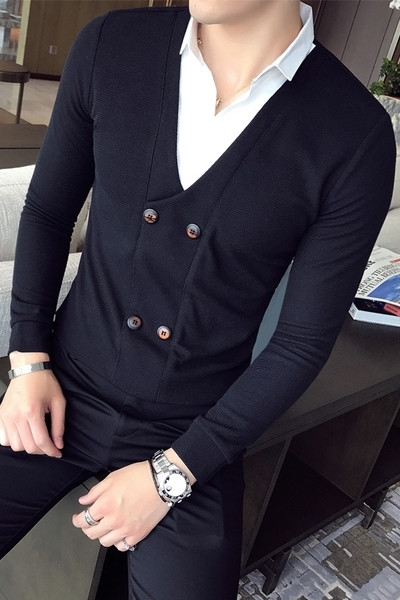 Κομψό ανδρικό πουκάμισο με κολάρο σε δύο χρώματα