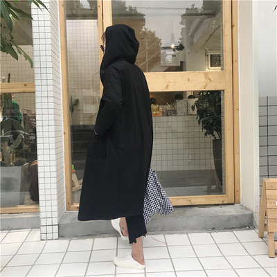 Καθημερινή μακρύ γυναικεία γιλέκο με κουκούλα και τσέπες