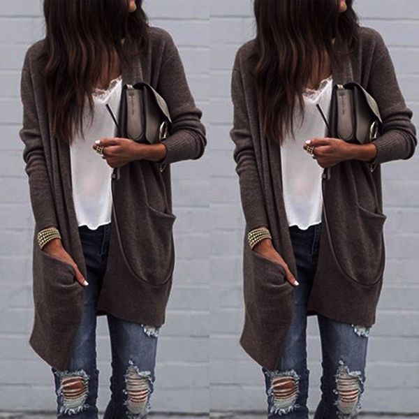 Μαλακή και ζεστή γιλέκο καθημερινής κυρίας με τσέπες