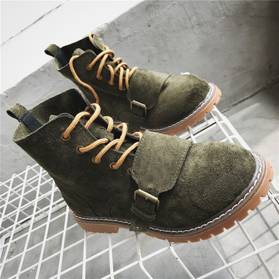 Περιστασιακές γυναικείες μπότες με ιμάντες και λουράκι σε δύο χρώματα