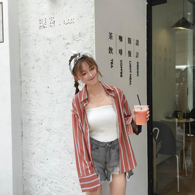 Γυναικεία ριγέ πουκάμισο με φαρδιά μανίκια