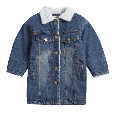 Μακρύ τζιν μπουφάν για κορίτσια με παχιά επένδυση