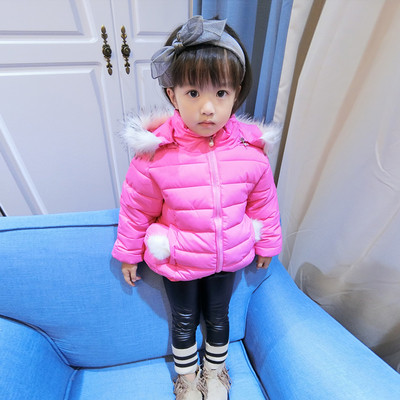 Παιδικό χειμωνιάτικο σακάκι για κορίτσια με κουκούλα και πούπουλο σε τέσσερα χρώματα + γάντια