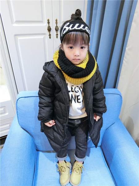 Μακρύ χειμωνιάτικο σακάκι για κορίτσια σε μαύρο χρώμα