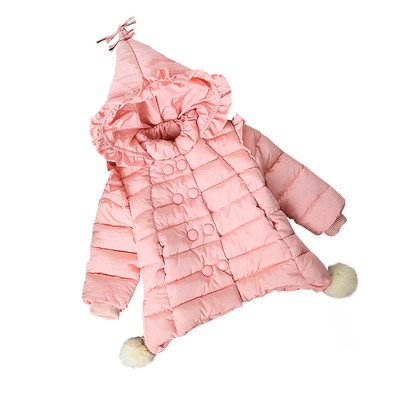 Βρεφικό σακάκι για κορίτσια με κουκούλα σε ροζ, κόκκινο και μαύρο χρώμα