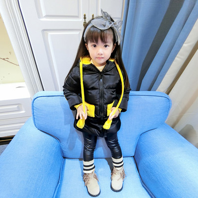 Μακρύ σακάκι για κορίτσια με έγχρωμη κουκούλα και τσέπες