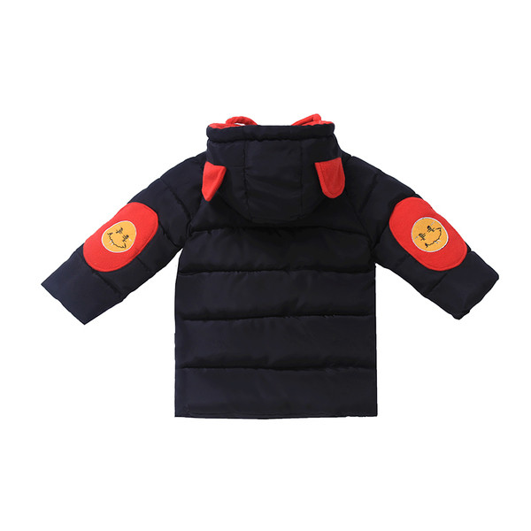 Μακρύ σακάκι για κορίτσια με έγχρωμη κουκούλα και τσέπες