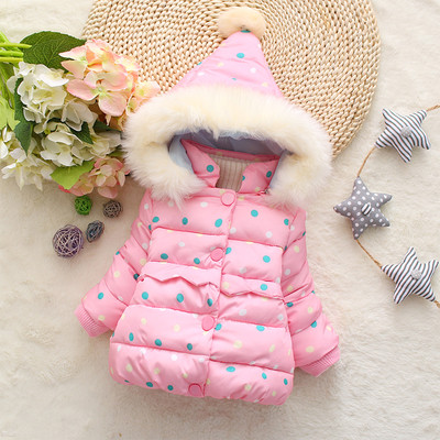 Παιδικό χειμωνιάτικο μπουφάν για κορίτσια με κουκούλα και χνούδι σε τρία χρώματα