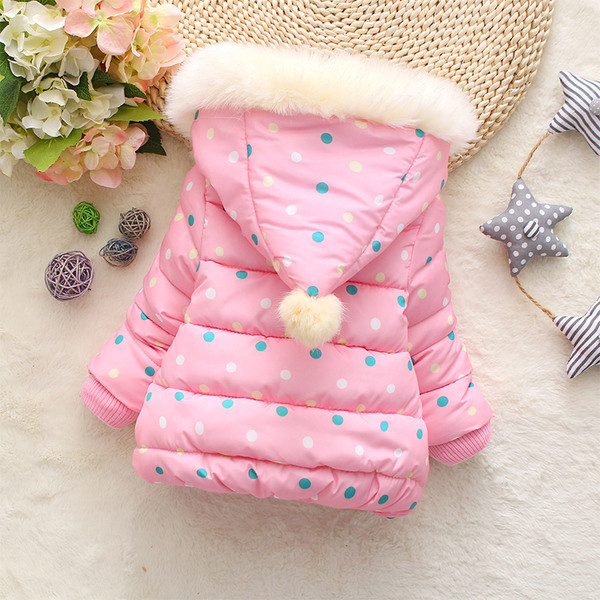 Παιδικό χειμωνιάτικο μπουφάν για κορίτσια με κουκούλα και χνούδι σε τρία χρώματα