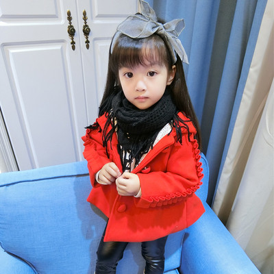 Παιδικό παλτό χειμώνα-χειμώνα με κουκούλα για κορίτσια με κουμπιά και εφέ μανικιών σε τρία χρώματα